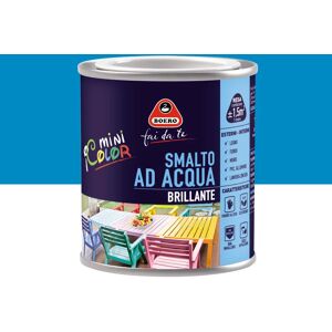 BOERO FAI DA TE Vernice da esterno per legno e ferro e plastica e alluminio e intonaco  blu turchese lucido, 0.125 l