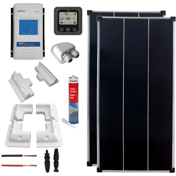 iorisparmioenergia selection kit fotovoltaico per camper con 2 pannell1 160wp mono e regolatore mppt   camp2x150mppt