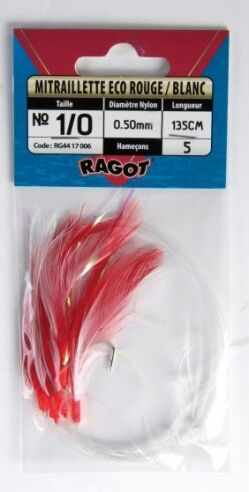 Ragot Mitraillette Eco 1350 mm. esca artificiale da pesca Rosso/Bianco