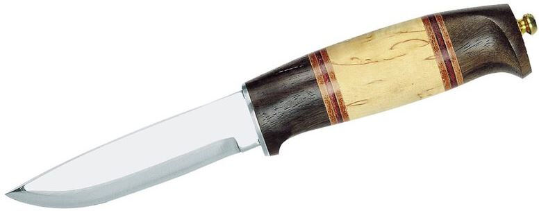 Helle jachtmes 21,3 cm RVS/hout/leer zilver/bruin 2 delig - Zilver,Bruin