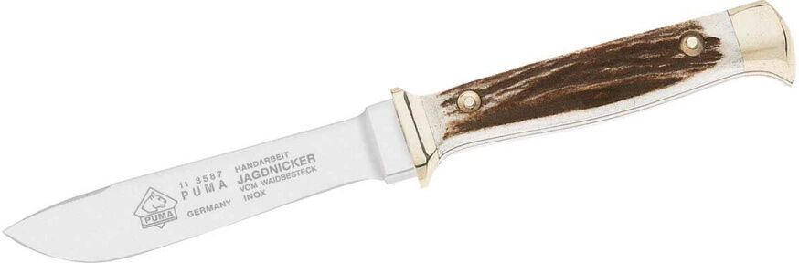 Puma Knives jachtmes met schede Frevert 20 cm RVS/hout zilver/bruin - Zilver,Bruin