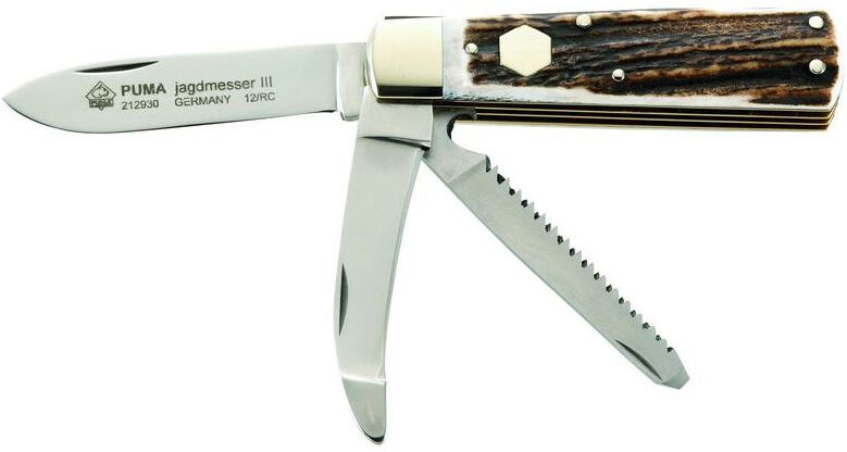 Puma Knives zakmes 17 cm RVS/hout zilver/bruin - Zilver,Bruin