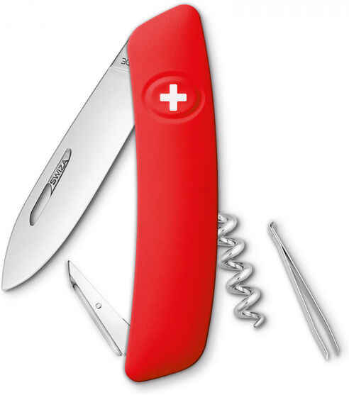 Swiza zakmes blister D01 95 x 27 mm RVS zilver/rood - Rood,Zilver