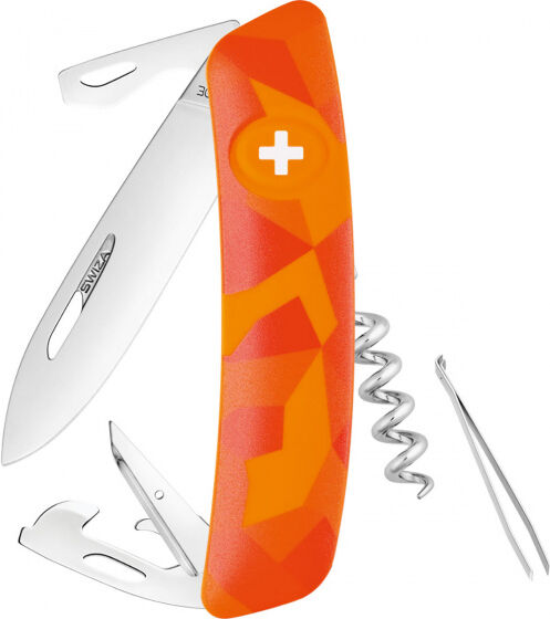 Swiza zakmes camo C03 95 x 27 mm RVS zilver/oranje - Zilver,Oranje