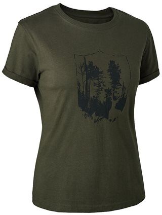 Deerhunter Lady T-Skjorte med Logo Bark Green  42