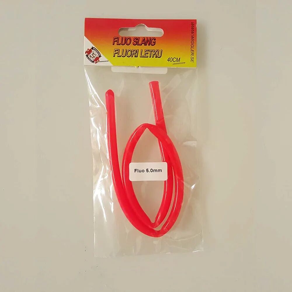 Wiggler Gummislange, 40 cm - Fluoriserende rød - 4 mm