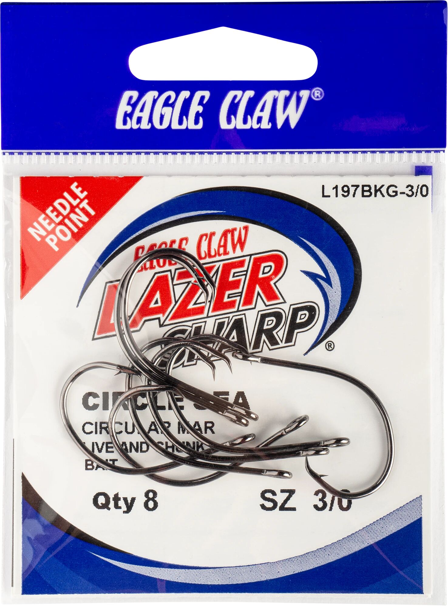 Eagle Lazer Sharp L197bkgh, sirkelkrok #5/0 Platinum black