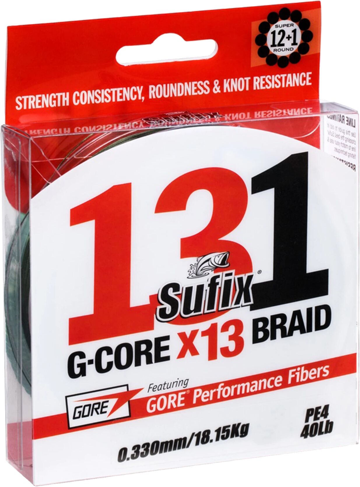 Sufix 131 G-core X13 Braid 150 m, multifilament fiskeline 0,16MM Green