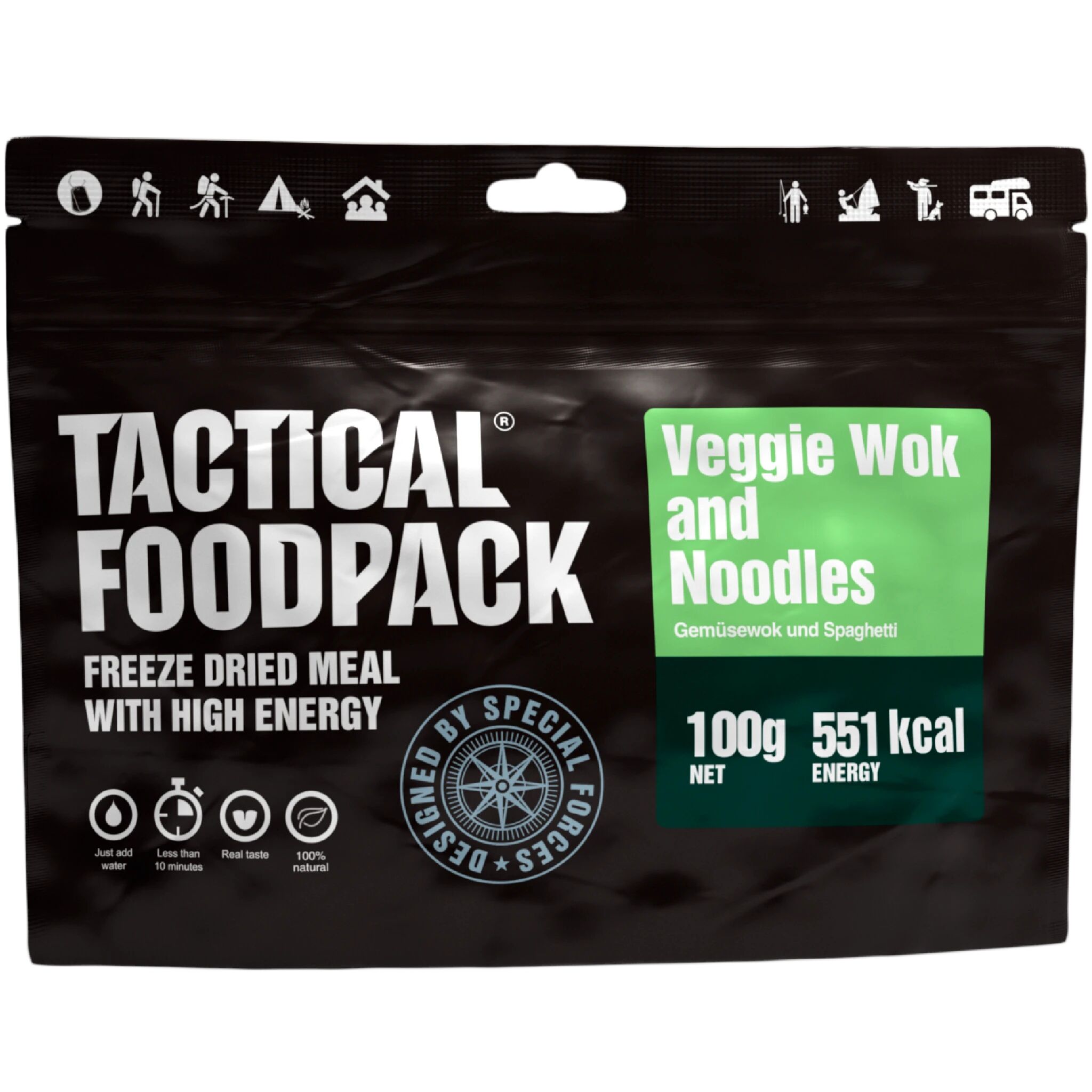 Tactical Foodpack Veggie Wok and Noodles, turmat 100g STD
