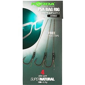 Korda PVA Bag Rigs 4.5" Pack Of 3 18lb Barbed or Barbless: Size 8 Micro-Barbed