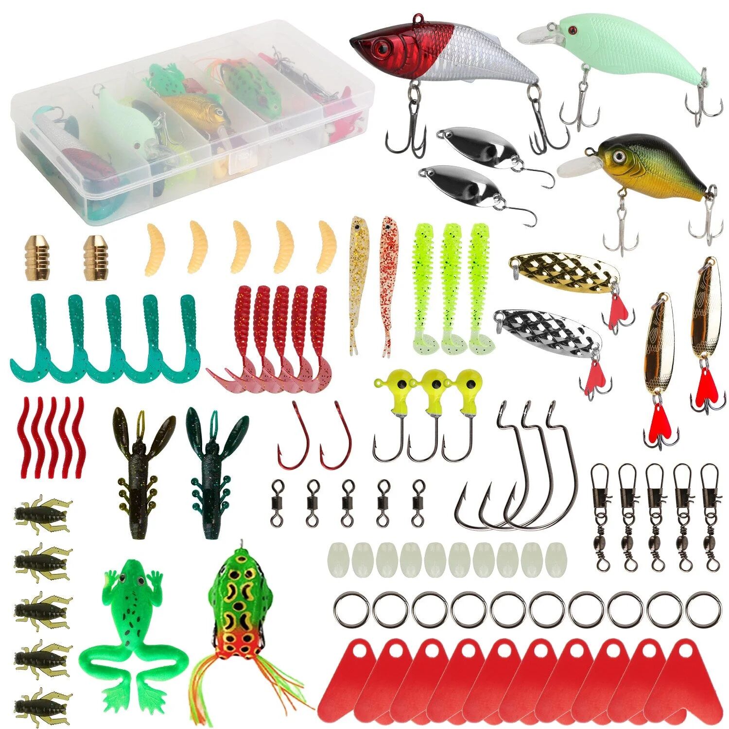 DailySale 94-Piece: Fishing Lures Kit Soft Plastic Fishing Baits Set