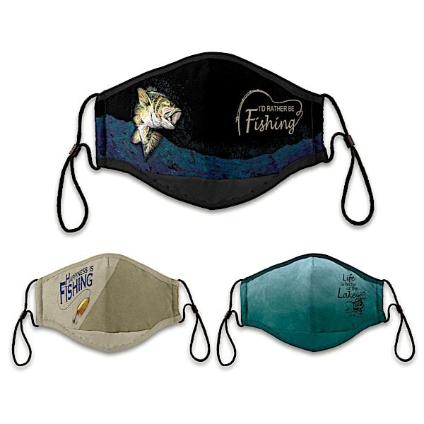 The Bradford Exchange 3 Fishing Themed Adult Face Masks