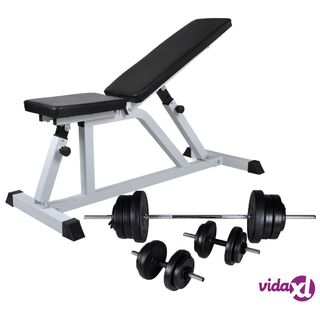 vidaXL Workout Bench with Barbell and Dumbbell Set 60.5 kg