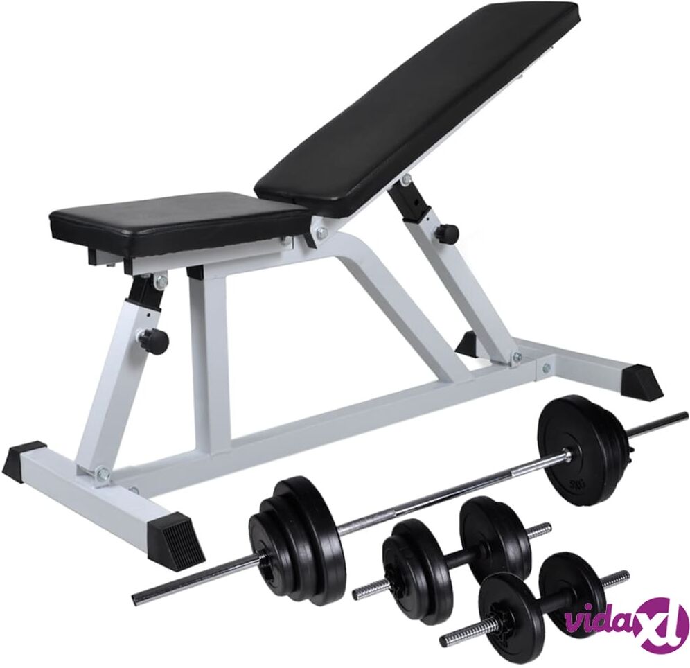 vidaXL Workout Bench with Barbell and Dumbbell Set 30.5 kg