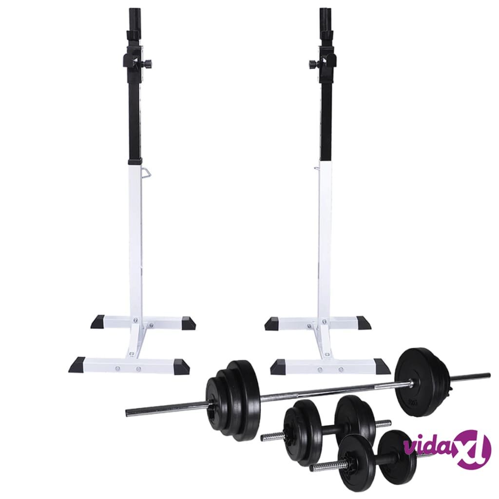 vidaXL Barbell Squat Rack with Barbell and Dumbbell Set 30.5 kg