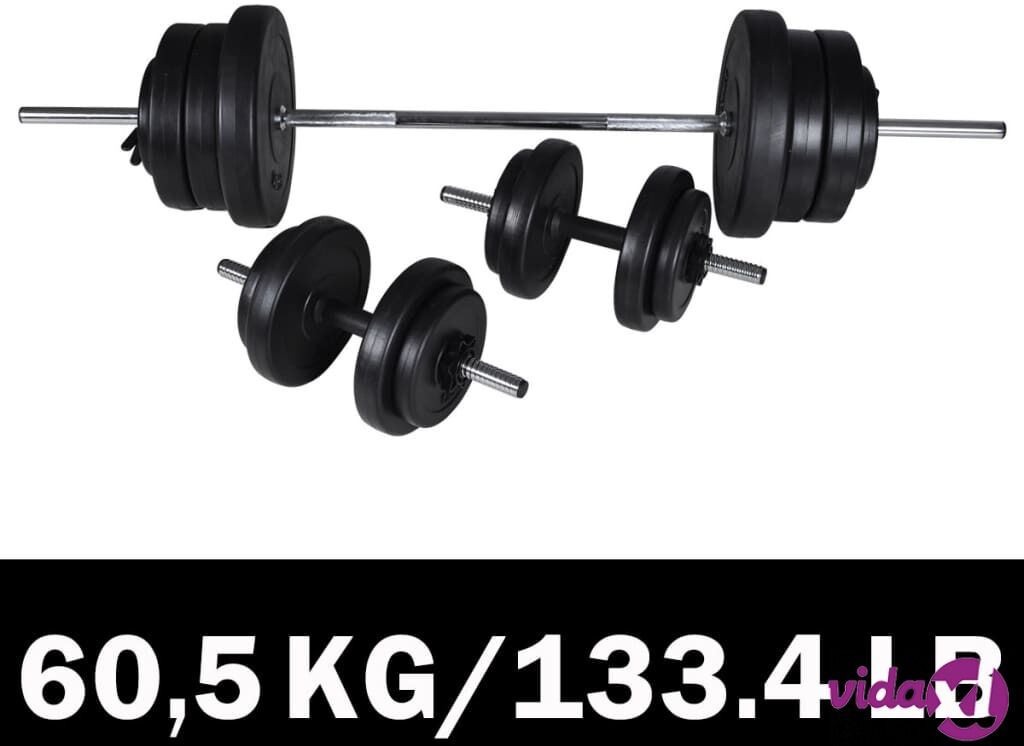 vidaXL Barbell + 2 Dumbbell Set 60.5kg