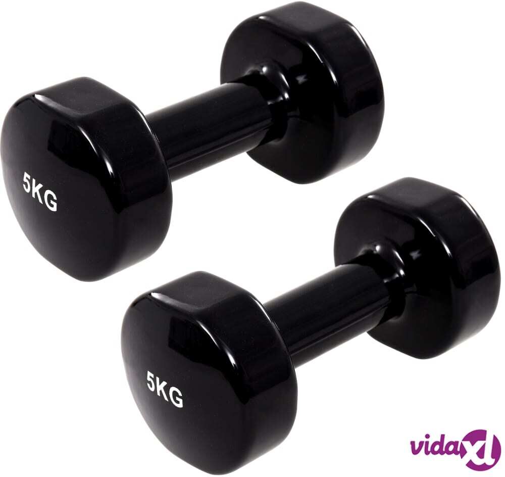 vidaXL Dumbbell 2 pcs 2x5 kg Cast Iron Black