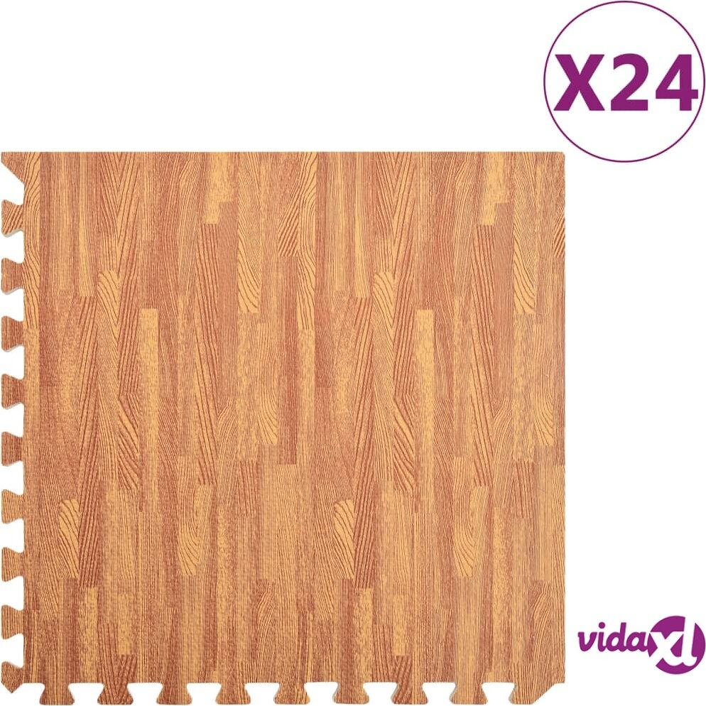 vidaXL Floor Mats 24 pcs Wood Grain 8.64 ㎡ EVA Foam