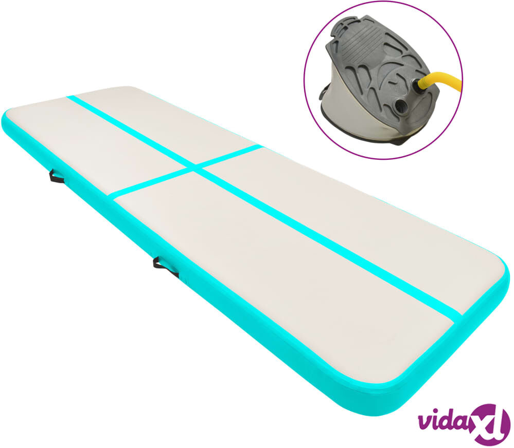 vidaXL Inflatable Gymnastics Mat with Pump 300x100x15 cm PVC Green