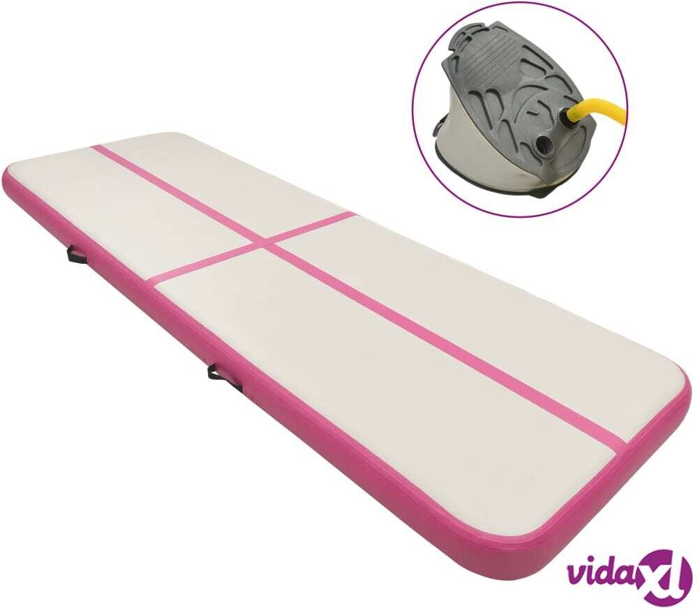 vidaXL Inflatable Gymnastics Mat with Pump 400x100x20 cm PVC Pink