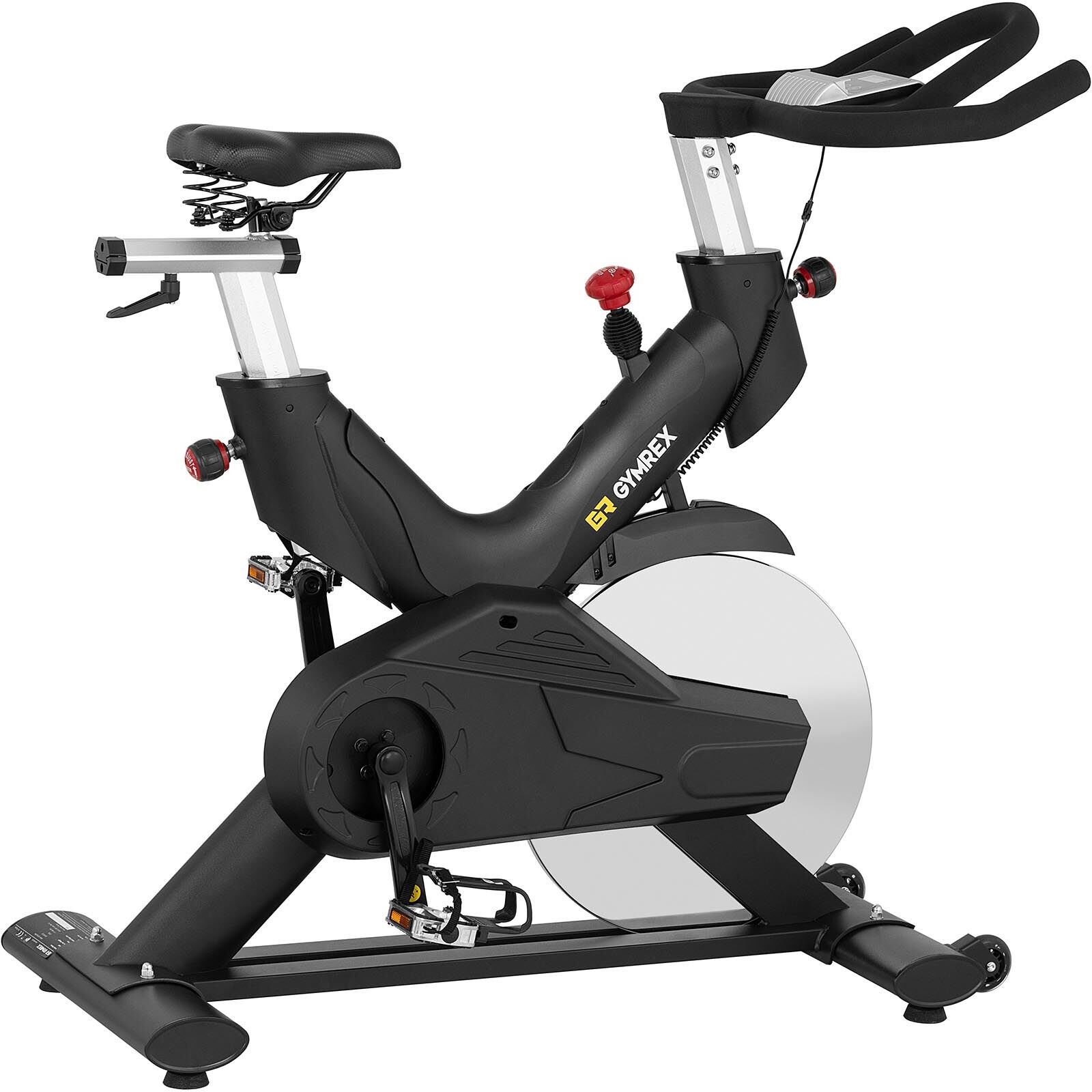 Gymrex Vélo d'intérieur - Roue d'inertie de 20 kg - Supporte jusqu'à 120 kg - LCD GR-MG120