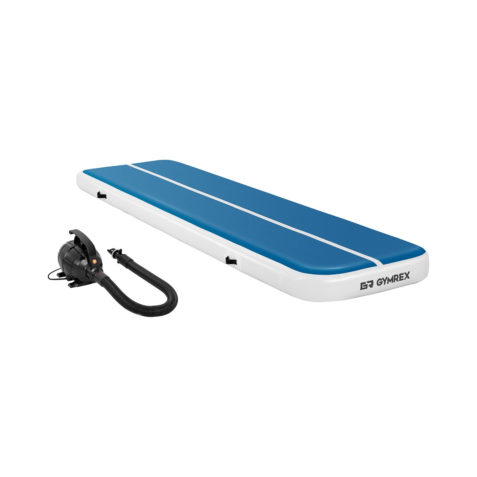 Gymrex Air track avec gonfleur électrique - 400 x 100 x 20 cm - 200 kg - Bleu/blanc GR-ATM5-SET