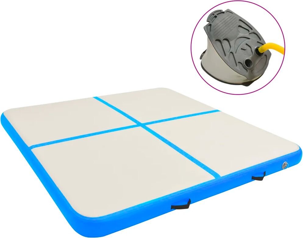 vidaXL Tapis gonflable de gymnastique avec pompe 200x200x10cm PVC Bleu