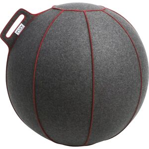 VLUV VELT Sitzball, aus Merino-Wollfilz, 600 - 650 mm, grau-meliert/rot