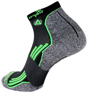 Rywan No Limit Running Socks Sportsocke, Schwarz/Grün, Gr. 41-43