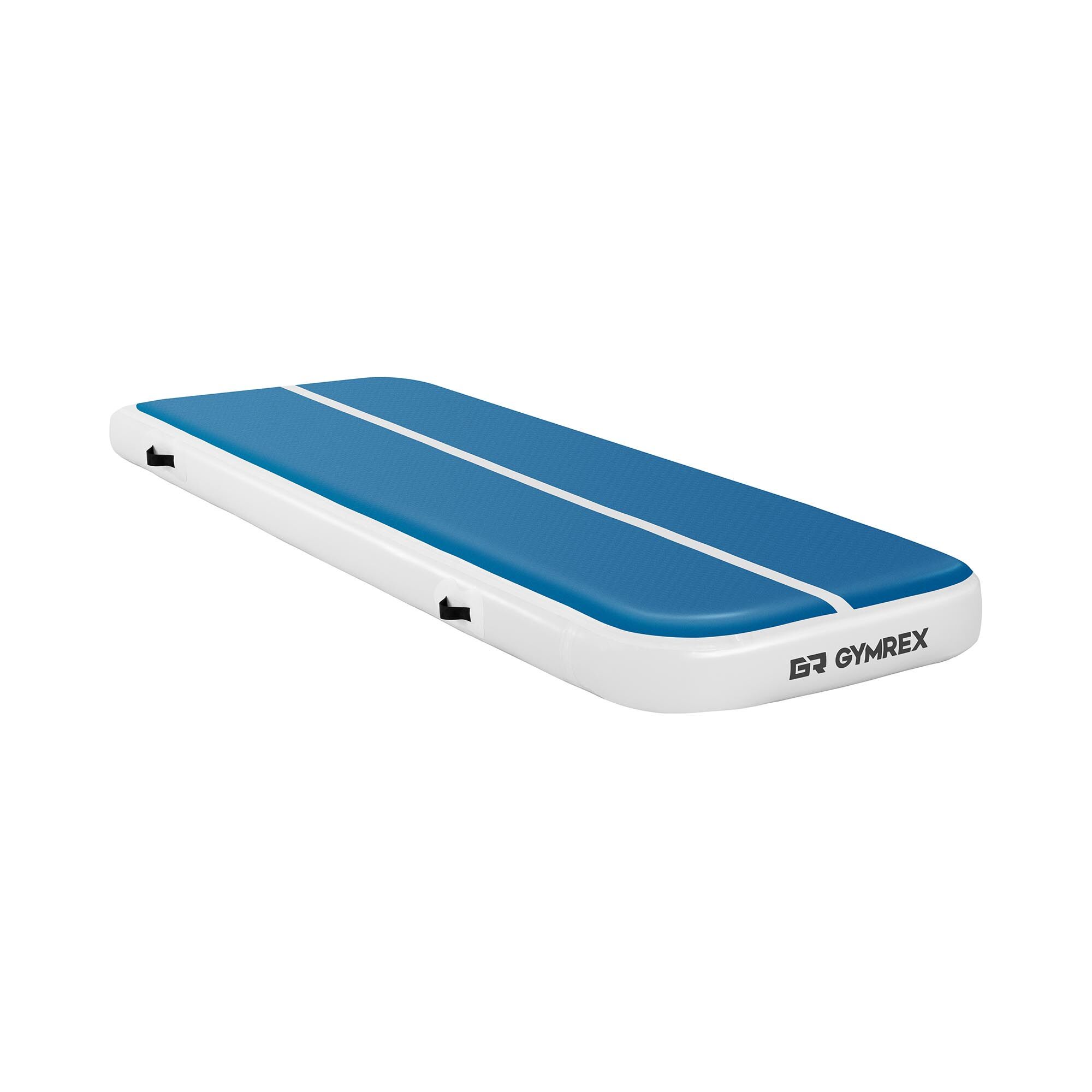 Gymrex Aufblasbare Turnmatte - Airtrack - 300 x 100 x 20 cm - 150 kg - blau/weiß