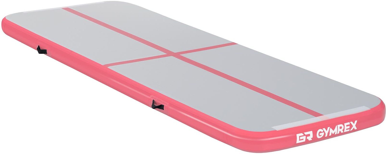 Gymrex Aufblasbare Turnmatte - Airtrack - 300 x 100 x 10 cm - 150 kg - grau/pink