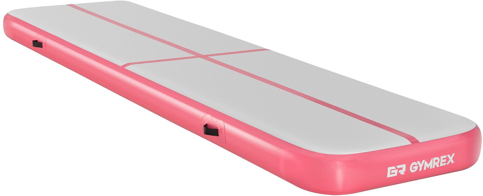 Gymrex Aufblasbare Turnmatte - Airtrack - 400 x 100 x 20 cm - 150 kg - grau/pink