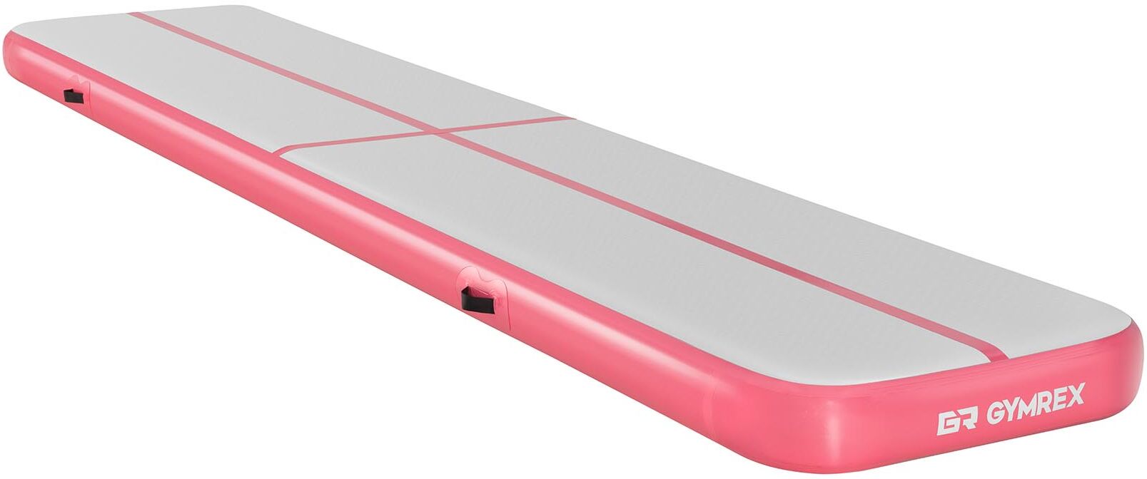 Gymrex Aufblasbare Turnmatte - Airtrack - 500 x 100 x 20 cm - 190 kg - grau/pink