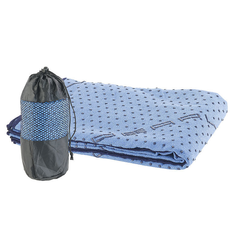 Pearl 2in1-Mikrofaser-Yoga-Handtuch & Auflage, saugfähig, rutschfest, blau