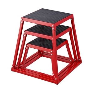 VEVOR 3-teilige Plyometrische Sprungboxen, 305/458/609 mm Plyometric Box Rot, Rutschfestes Fitness-Übungs-Step-Up-Box-Set für Heim-Fitness-Training, Konditions-Krafttraining, Jump Training Tragbar