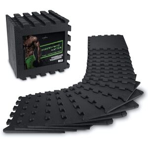 Athleticpro Bodenschutzmatte Fitness [31x31cm] - 18 Extra Dicke Bodenmatten [20% - Sehr Gut Schwarz