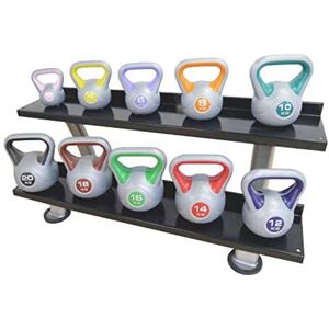 AKW Kettlebell-Ablage mit 11 x Kettlebells in Kunststoffummantelung 2 -20 kg