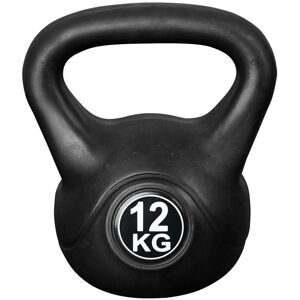 ForzaFit Kettlebell 12 kg - Plast - til indendørs og udendørs - Sort