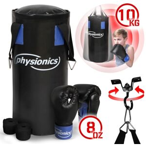 Physionics - Boksesæt med handsker og bandager - Kickboxing - MMA - Martial Arts - Børnepunchingpose - 25 x 55 cm