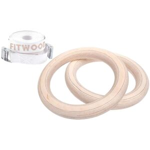 FitWood ULPU MINI Gymnastikringe 28mm - Træ overflade / Hvid Strop