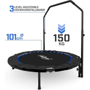 FF Europe Fitness Trampolin - 101 Cm, Højdejusterbart Håndtag, Op Til 150 Kg, Foldbar