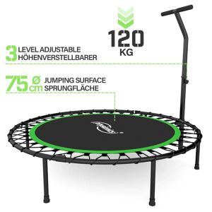 FF Europe Fitness Trampolin - 101cm, Højdejusterbart Håndtag, Gummitov, Op Til 120 Kg, Foldbar, Sort/grøn