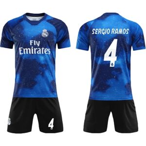 Real Madrid Soccer Club Regnbuetrøje Star Edition Sergio Ramos No.4 Fodboldtrøje 3-delt sæt til børn Voksne zy W xZ L(175-180CM)