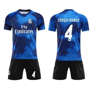 CNMR Real Madrid Soccer Club Rainbow Jersey Star Edition Sergio Ramos No.4 Fodboldtrøjesæt til børn Voksne zy 20(110-120CM)