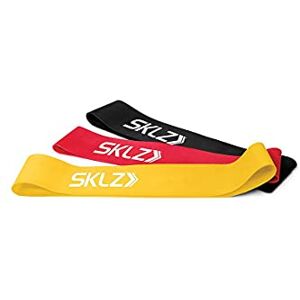 SKLZ Trainingsgerät Mini Bands Elastische Kurze Widerstandsbänder 3er Pack, Gelb-Rot-Schwarz, One Size