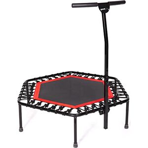 + SportPlus SportPlus fitness trampoline, diameter approx. 126 cm, quiet rubber rope suspension, 5-way height-adjustable handle, incl. edge cover, user weight up to 130 kg, trampoline for jumping fitness., red