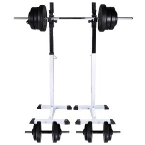 vidaXL vægtstang- og squat-stativ med vægtstangs- og håndvægtesæt 60,5 kg