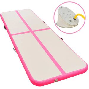 vidaXL oppustelig gymnastikmåtte med pumpe 300 x 100 x 10 cm PVC Pink