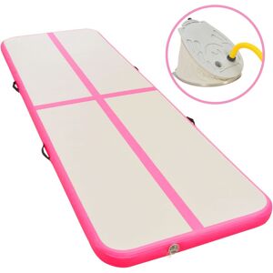 vidaXL oppustelig gymnastikmåtte med pumpe 500 x 100 x 10 cm PVC Pink