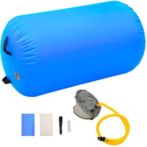 vidaXL Rollo hinchable de gimnasia con bomba PVC azul 100x60 cm